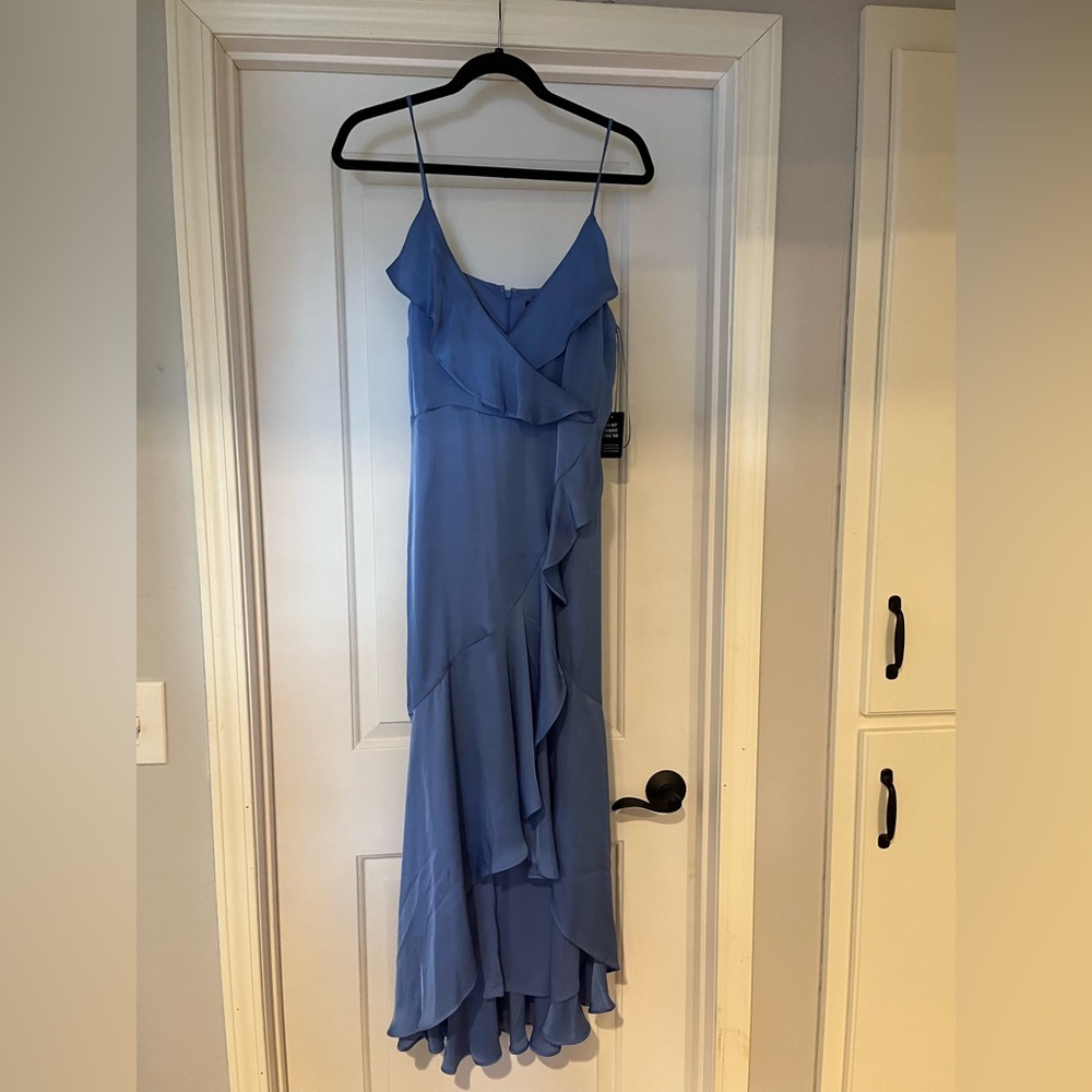 Express High Low Blue Dress with Ruffles